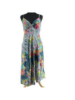 Jams World dress midi vibrant floral art to wear dress vacation eccentric sz sm